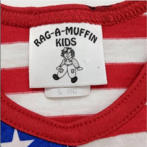Vintage Rag-A-Muffin Tank Top Baby Girls Size 6m USA Flag Shirt - Picture 5 of 5